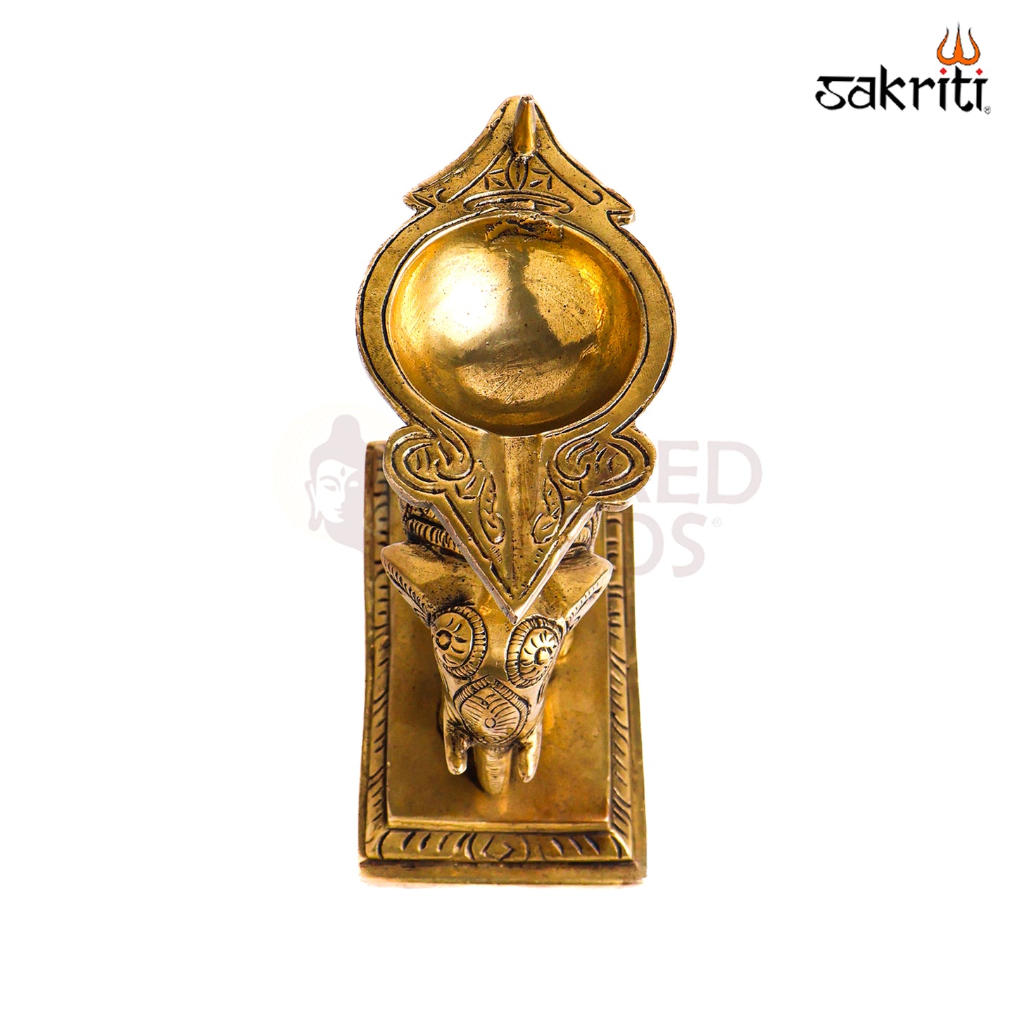 Sacred Needs Brass Elephant Vilakku – 7 Inch (17.8 cm) Height | Traditional Brass Elephant Oil Lamp for Pooja Room, Temple & Home Décor