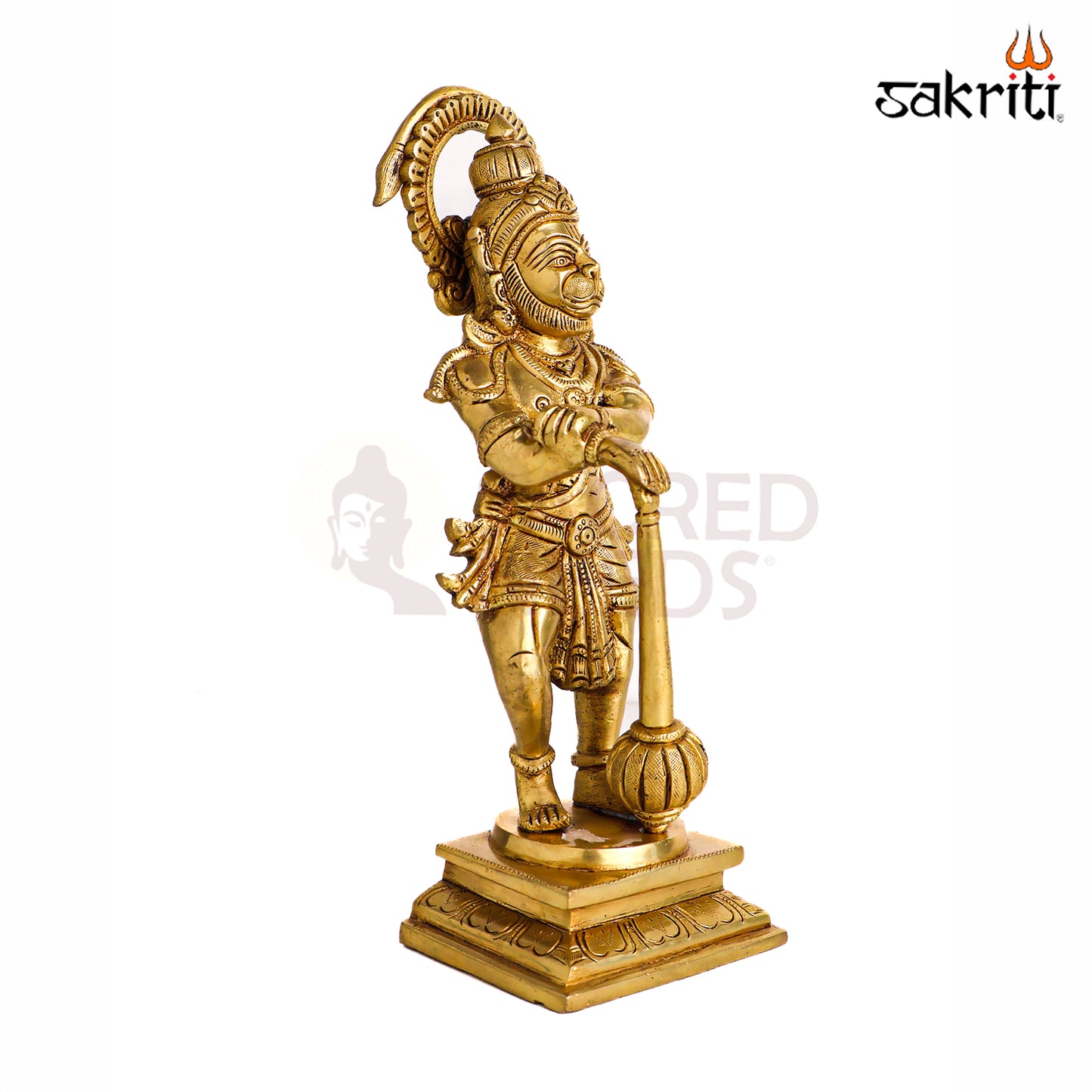 Sacred Needs Brass Hanuman Idol – 10.8 Inch (27.4 cm) Height | Lord Hanuman Brass Statue for Temple, Pooja Room & Home Décor