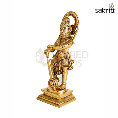Sacred Needs Brass Hanuman Idol – 10.8 Inch (27.4 cm) Height | Lord Hanuman Brass Statue for Temple, Pooja Room & Home Décor