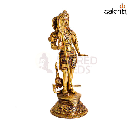 Sacred Needs Brass Palani Murugan Idol – 10 Inch (25.4 cm) Height | Lord Murugan Statue for Pooja Room, Temple & Spiritual Home Décor