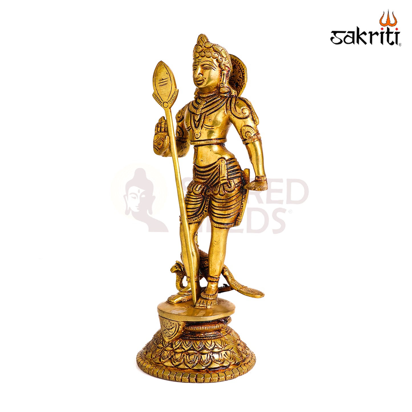 Sacred Needs Brass Palani Murugan Idol – 10 Inch (25.4 cm) Height | Lord Murugan Statue for Pooja Room, Temple & Spiritual Home Décor