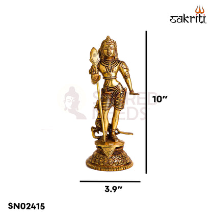 Sacred Needs Brass Palani Murugan Idol – 10 Inch (25.4 cm) Height | Lord Murugan Statue for Pooja Room, Temple & Spiritual Home Décor