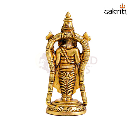 Sacred Needs Brass Balaji Idol – 4.2 Inch (10.7 cm) Height | Lord Venkateswara / Tirupati Balaji Brass Statue for Pooja Room, Temple & Home Décor