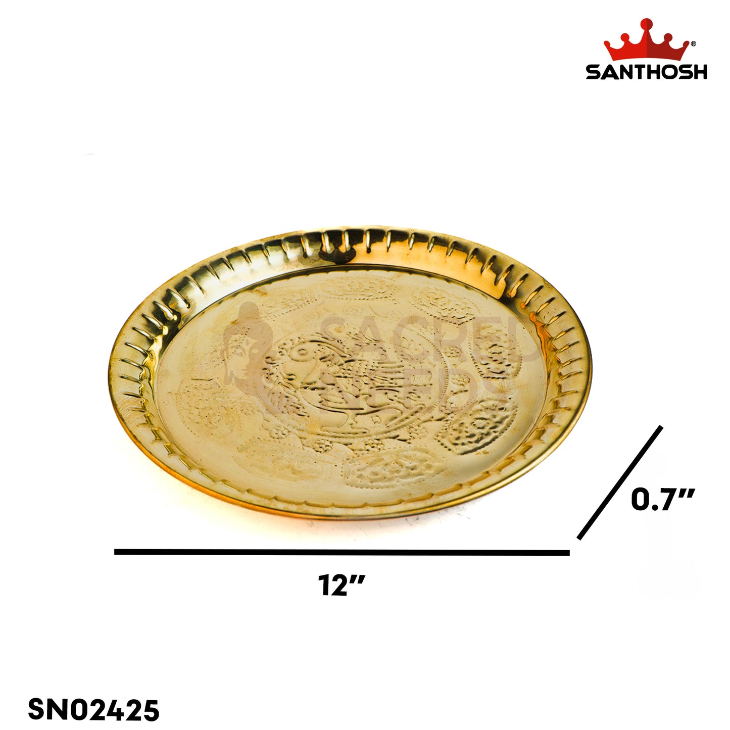 Sacred Needs Brass ICC Nagas Plate – 12 Inch (30.5 cm) Diameter | Sacred Naga Design Brass Plate for Pooja, Temple Rituals & Home Altar