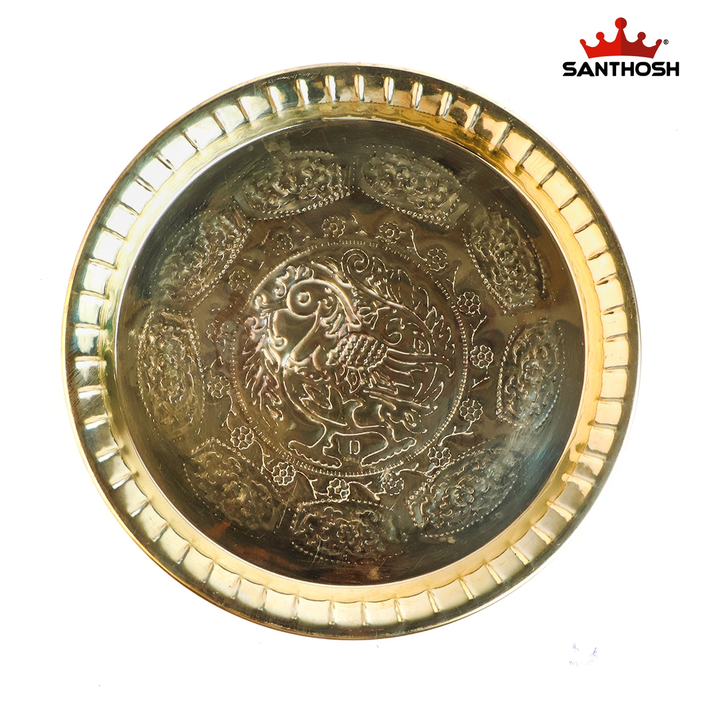 Sacred Needs Brass ICC Nagas Plate – 12 Inch (30.5 cm) Diameter | Sacred Naga Design Brass Plate for Pooja, Temple Rituals & Home Altar