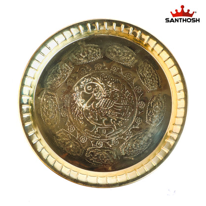 Sacred Needs Brass ICC Nagas Plate – 12 Inch (30.5 cm) Diameter | Sacred Naga Design Brass Plate for Pooja, Temple Rituals & Home Altar