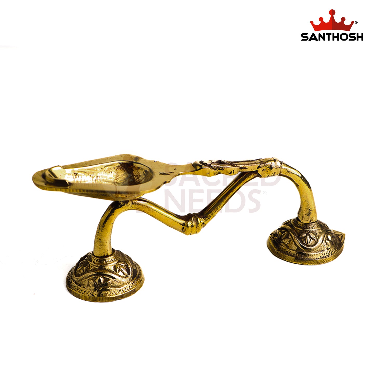 Sacred Needs Brass One Mukh Kodi Aarti – 2.4 Inch (6.1 cm) Height | Traditional Brass Aarti Lamp for Pooja, Temple Rituals & Home Worship