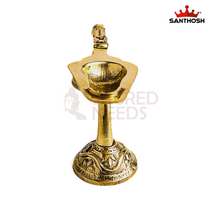 Sacred Needs Brass One Mukh Kodi Aarti – 2.4 Inch (6.1 cm) Height | Traditional Brass Aarti Lamp for Pooja, Temple Rituals & Home Worship