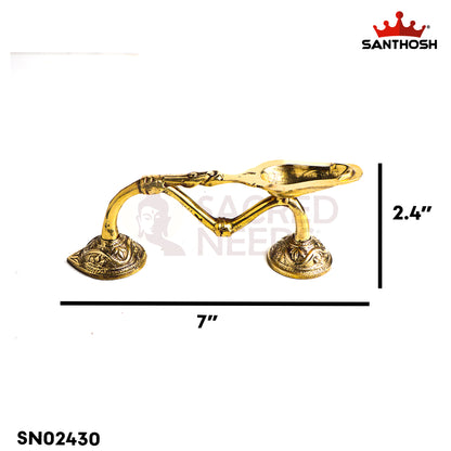 Sacred Needs Brass One Mukh Kodi Aarti – 2.4 Inch (6.1 cm) Height | Traditional Brass Aarti Lamp for Pooja, Temple Rituals & Home Worship