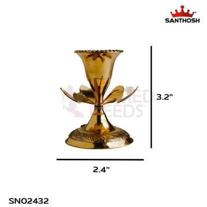 Sacred Needs Brass Candle Stand – 3.2 Inch (8.1 cm) Height | Small Brass Candle Holder for Pooja Room, Temple & Home Décor