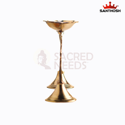 Sacred Needs Brass One Mukh Mor Aarti Lamp – 4.2 Inch (10.7 cm) Height | Traditional Peacock Aarti Diya for Pooja Rituals