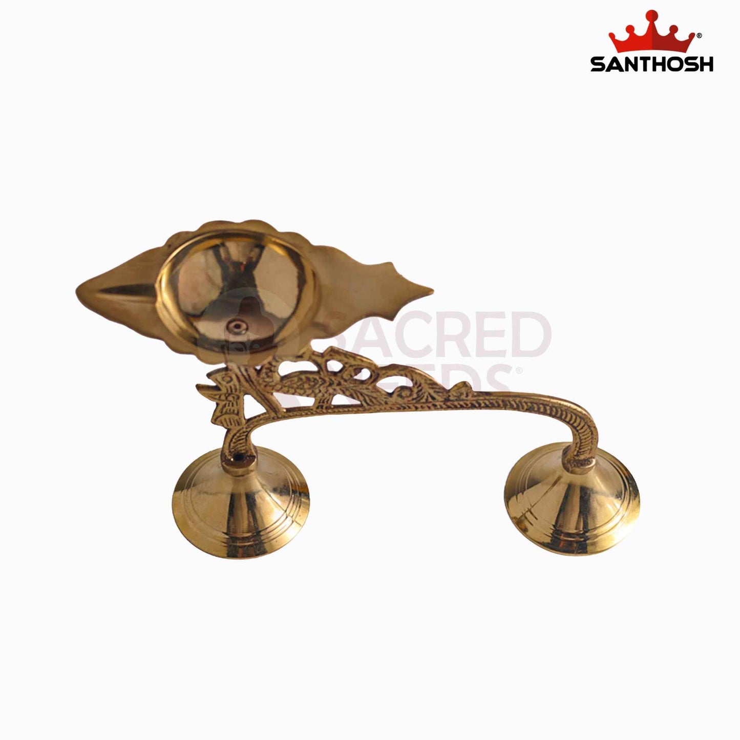 Sacred Needs Brass One Mukh Mor Aarti Lamp – 4.2 Inch (10.7 cm) Height | Traditional Peacock Aarti Diya for Pooja Rituals
