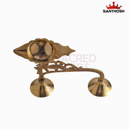Sacred Needs Brass One Mukh Mor Aarti Lamp – 4.2 Inch (10.7 cm) Height | Traditional Peacock Aarti Diya for Pooja Rituals
