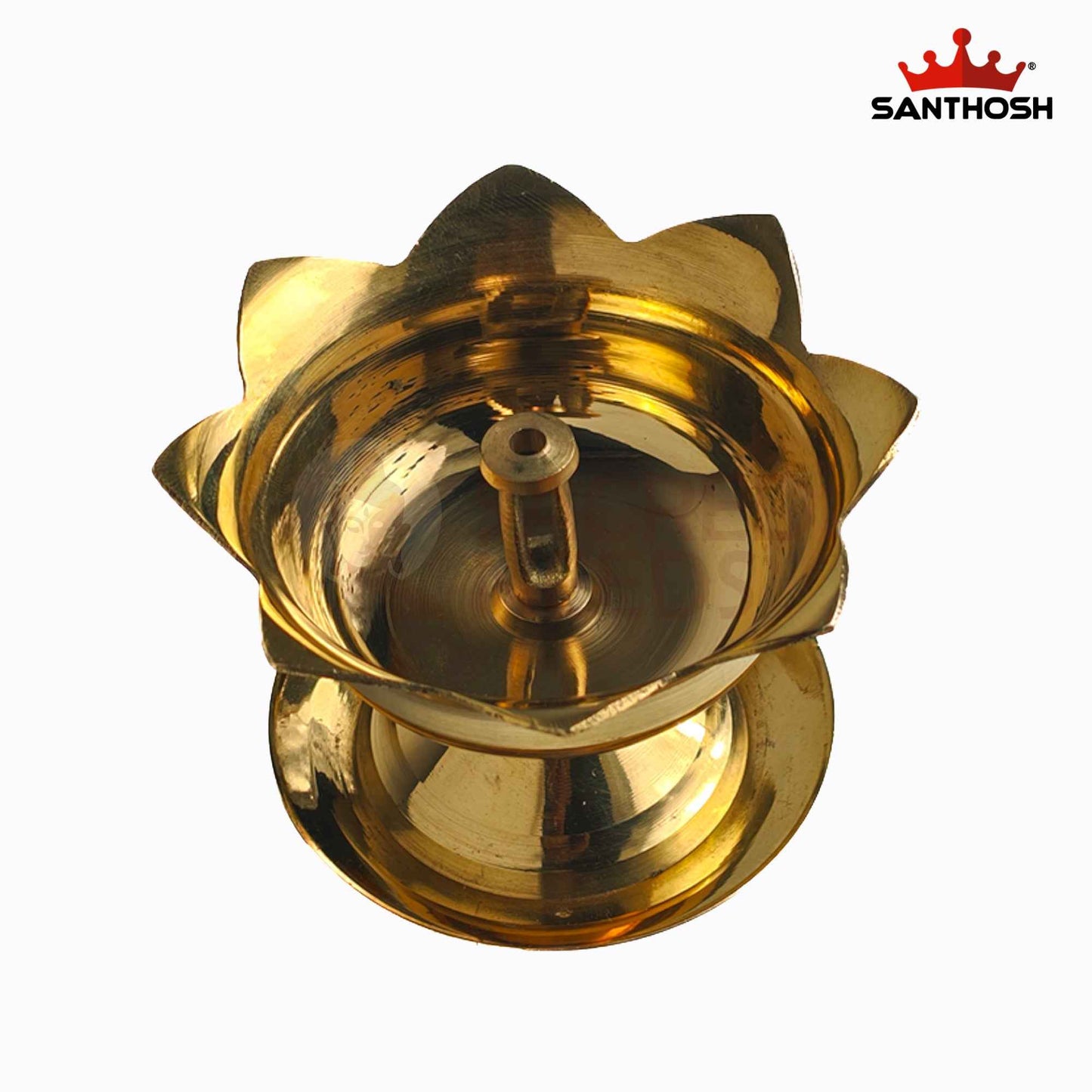 Sacred Needs Brass Lotus Deepam – 2.4 Inch (6.1 cm) Height | Lotus Shaped Brass Diya Lamp for Pooja Room & Temple