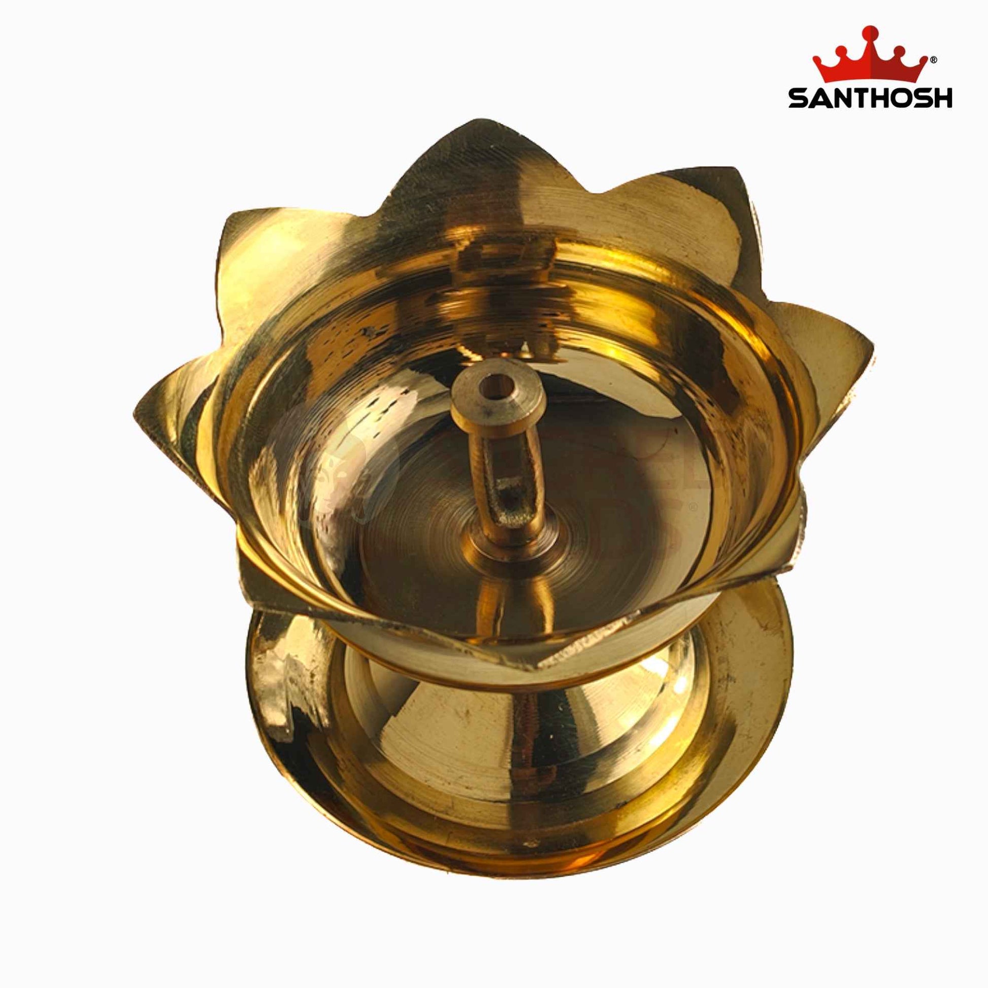Sacred Needs Brass Lotus Deepam – 2.6 Inch (6.6 cm) Height | Traditional Brass Lotus Diya for Pooja & Temple Rituals