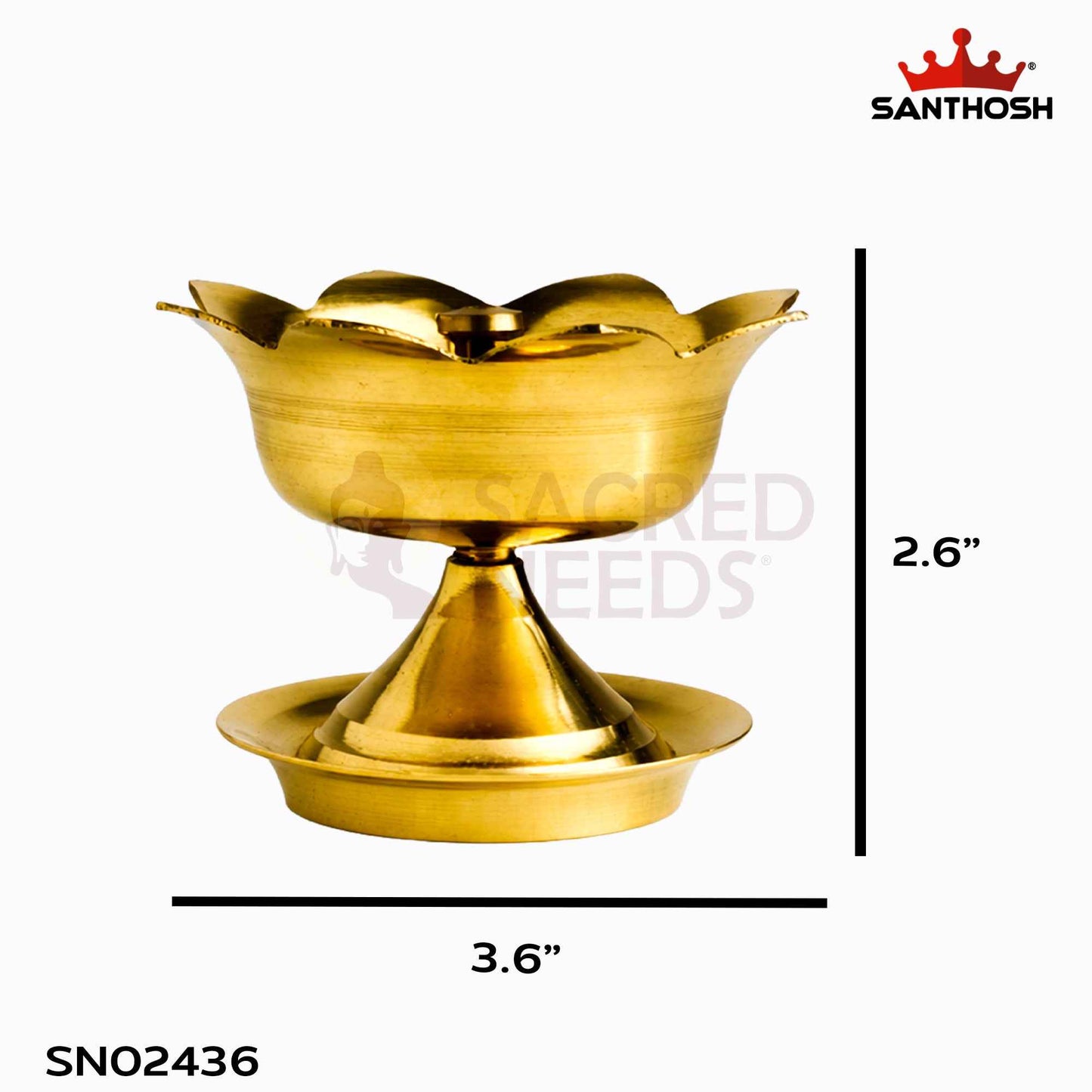 Sacred Needs Brass Lotus Deepam – 2.6 Inch (6.6 cm) Height | Traditional Brass Lotus Diya for Pooja & Temple Rituals