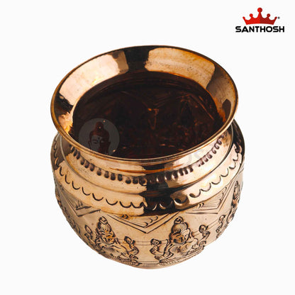 Sacred Needs Copper Astalakshmi Chambu – 4.7 Inch (12 cm) Height | Traditional Copper Kalash Pot for Pooja Rituals & Temple Use
