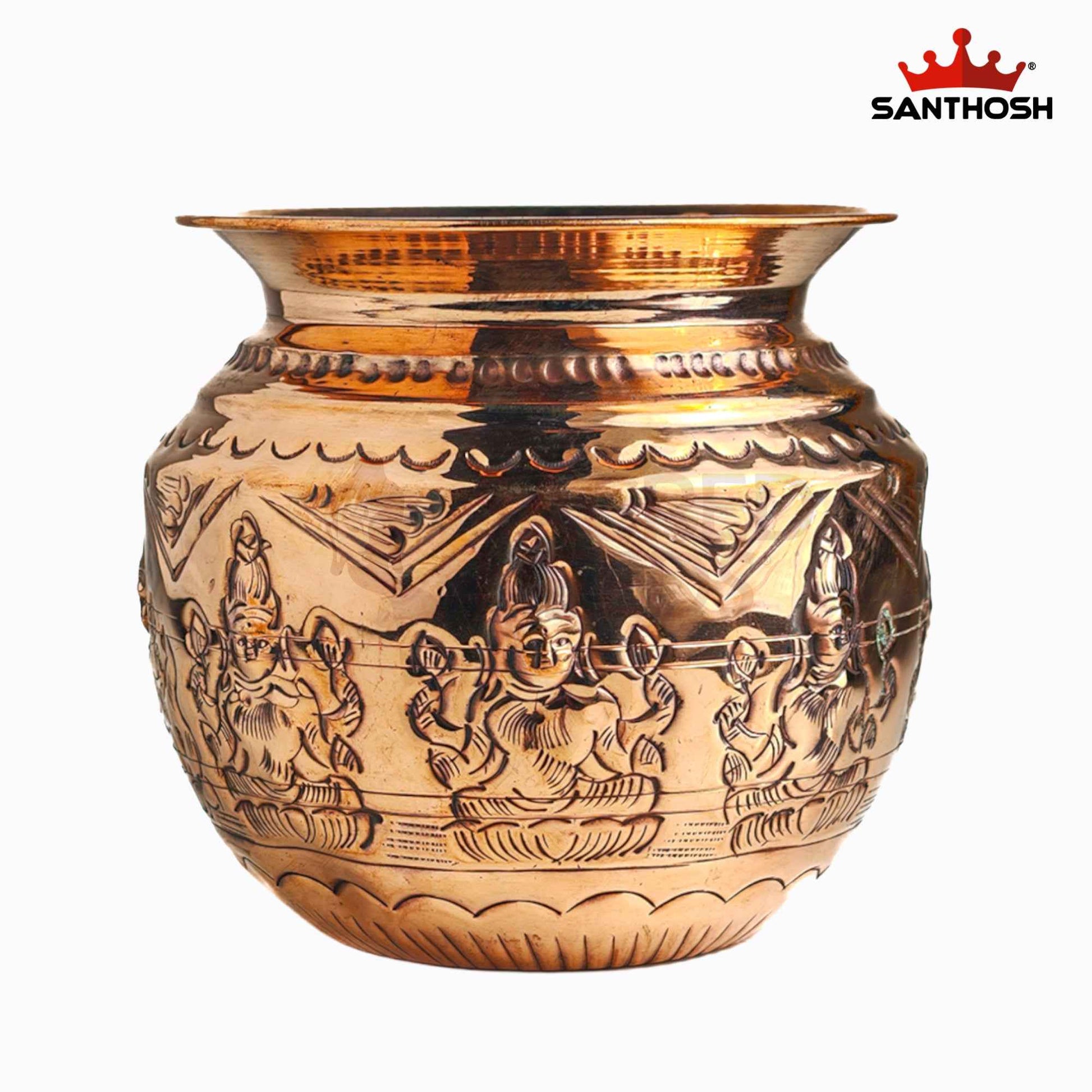 Sacred Needs Copper Astalakshmi Chambu – 4.7 Inch (12 cm) Height | Traditional Copper Kalash Pot for Pooja Rituals & Temple Use