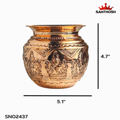 Sacred Needs Copper Astalakshmi Chambu – 4.7 Inch (12 cm) Height | Traditional Copper Kalash Pot for Pooja Rituals & Temple Use