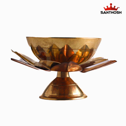 Sacred Needs Brass Lotus Pyali Deepam – 2 Inch (5.1 cm) Height | Lotus Cup Oil Lamp for Pooja Rituals & Temple Decor
