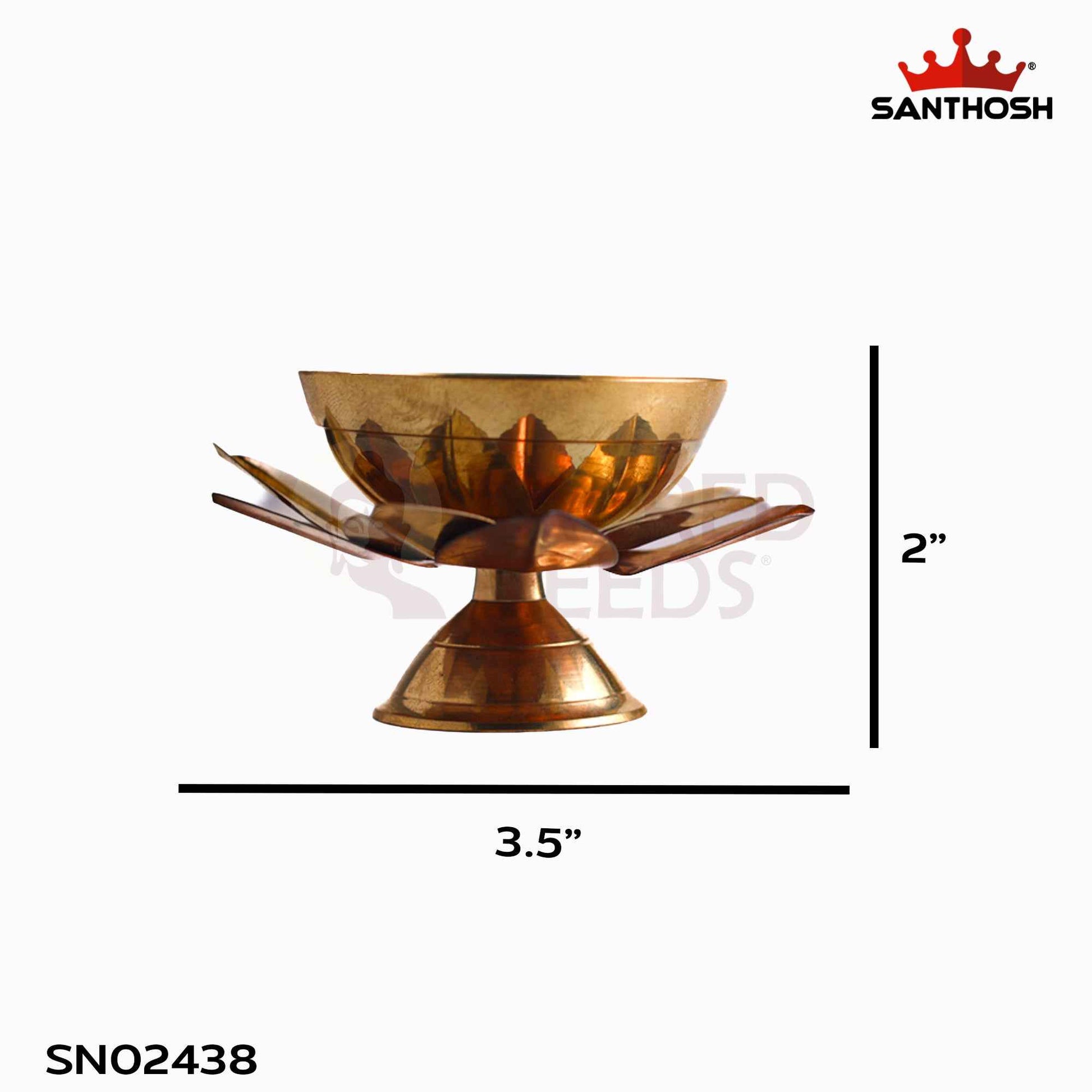 Sacred Needs Brass Lotus Pyali Deepam – 2 Inch (5.1 cm) Height | Lotus Cup Oil Lamp for Pooja Rituals & Temple Decor