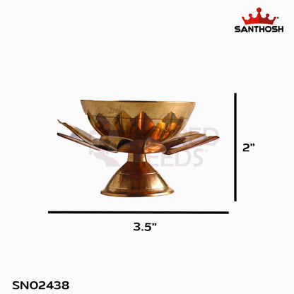 Sacred Needs Brass Lotus Pyali Deepam – 2 Inch (5.1 cm) Height | Lotus Cup Oil Lamp for Pooja Rituals & Temple Decor