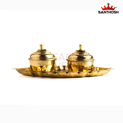Sacred Needs Brass Boat Kumkum Holder – 1.6 Inch (4.1 cm) Height | Decorative Brass Kumkum Container for Pooja