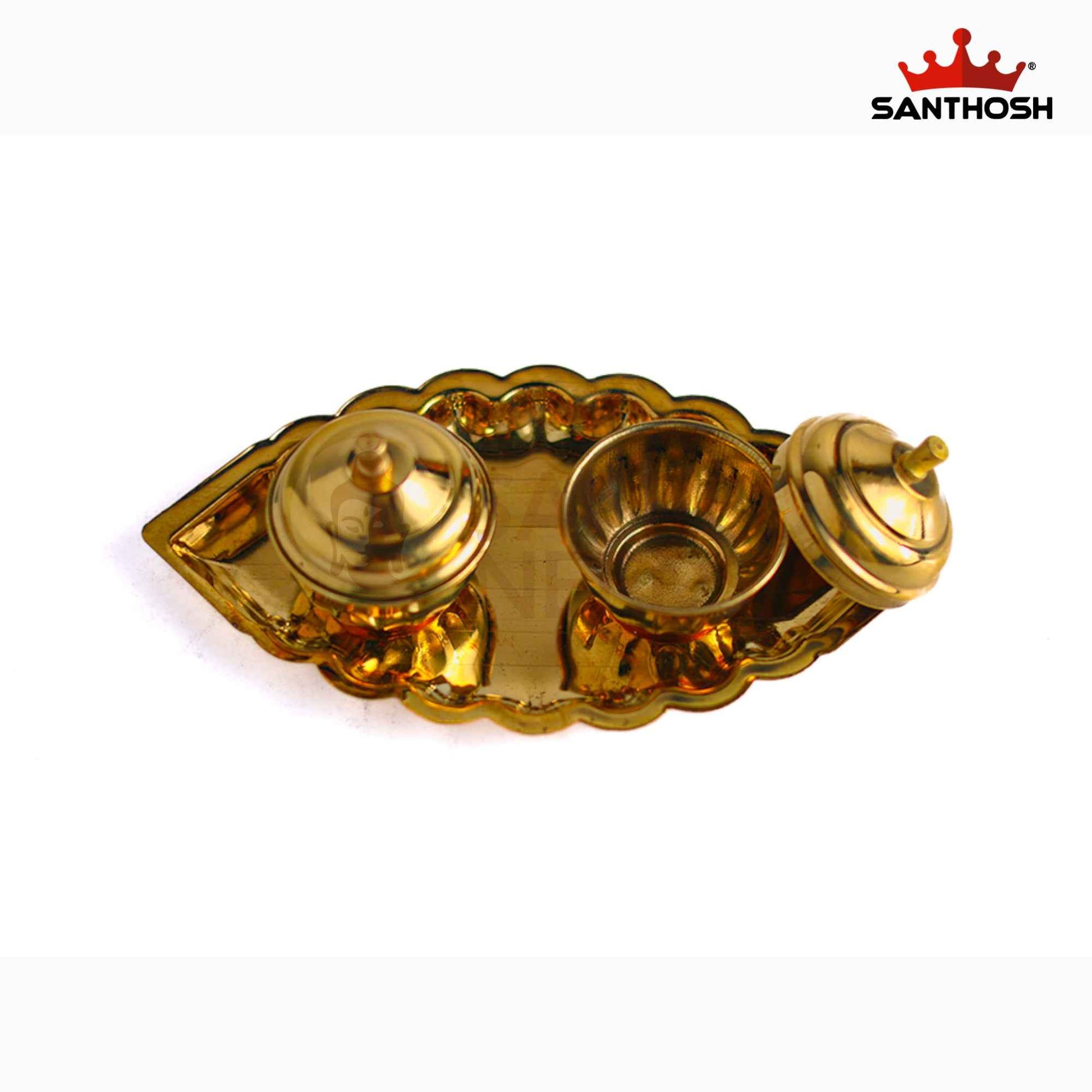 Sacred Needs Brass Boat Kumkum Holder – 1.6 Inch (4.1 cm) Height | Decorative Brass Kumkum Container for Pooja