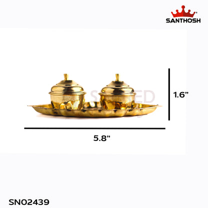 Sacred Needs Brass Boat Kumkum Holder – 1.6 Inch (4.1 cm) Height | Decorative Brass Kumkum Container for Pooja