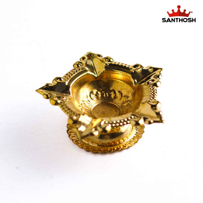 Sacred Needs Brass Karthikai Deepam with Stand – 1.2 Inch (3 cm) Height | Traditional Brass Oil Lamp for Karthigai Deepam Festival, Pooja Room & Temple Decor