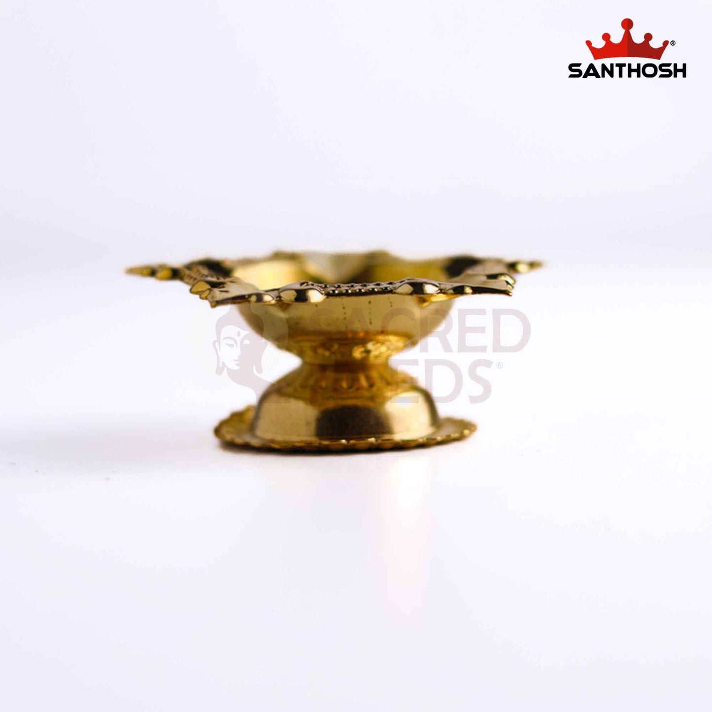 Sacred Needs Brass Karthikai Deepam with Stand – 1.2 Inch (3 cm) Height | Traditional Brass Oil Lamp for Karthigai Deepam Festival, Pooja Room & Temple Decor