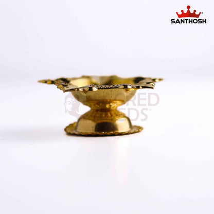 Sacred Needs Brass Karthikai Deepam with Stand – 1.2 Inch (3 cm) Height | Traditional Brass Oil Lamp for Karthigai Deepam Festival, Pooja Room & Temple Decor