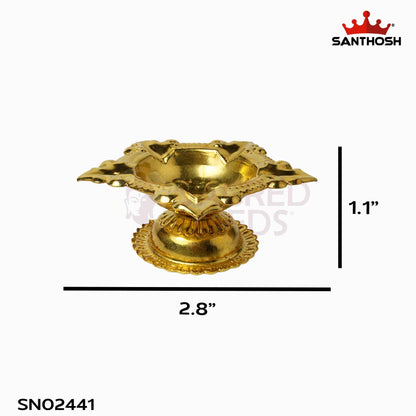 Sacred Needs Brass Karthikai Deepam with Stand – 1.1 Inch (2.8 cm) Height | Traditional Brass Oil Lamp for Karthigai Deepam Festival, Pooja & Temple Rituals
