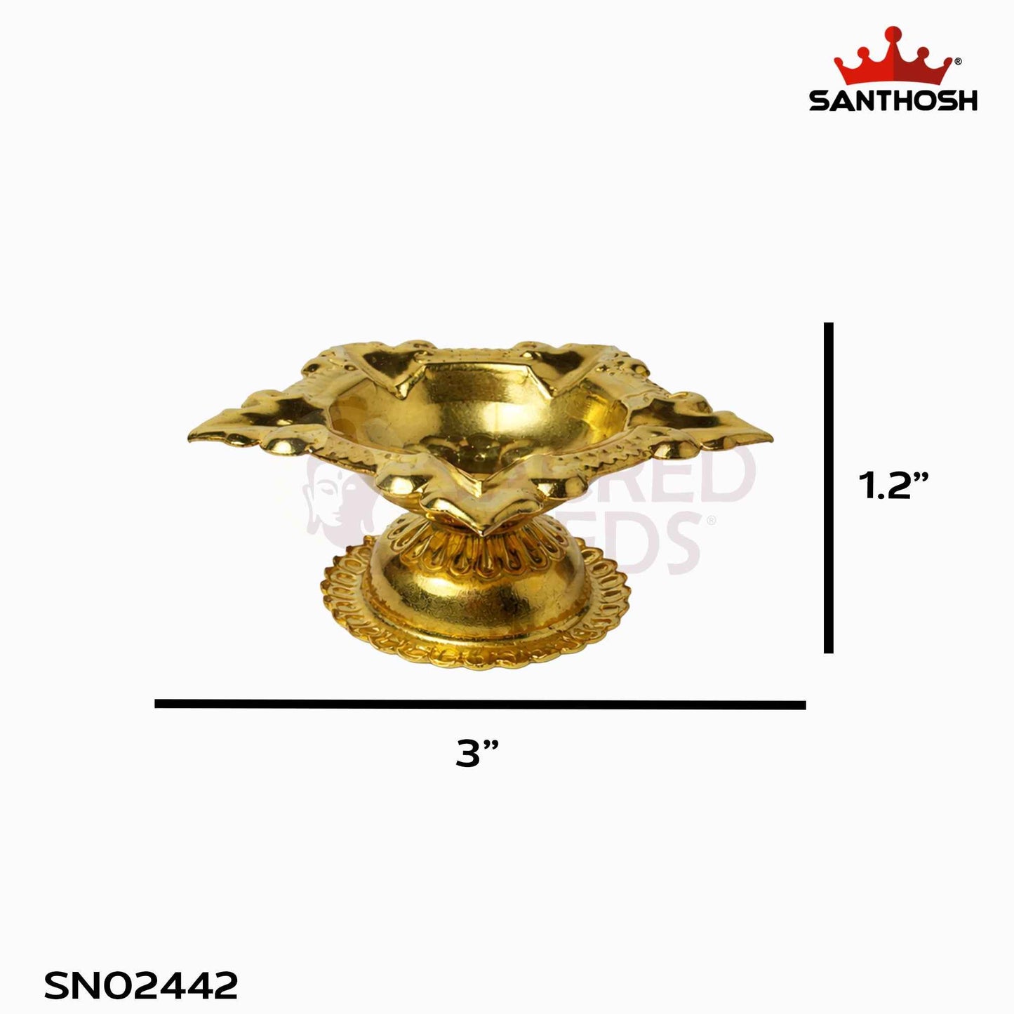 Sacred Needs Brass Karthigai Deepam Lamp with Stand – 1.2 Inch (3 cm) Height | Traditional Brass Oil Lamp for Karthigai Festival, Temple & Pooja Room