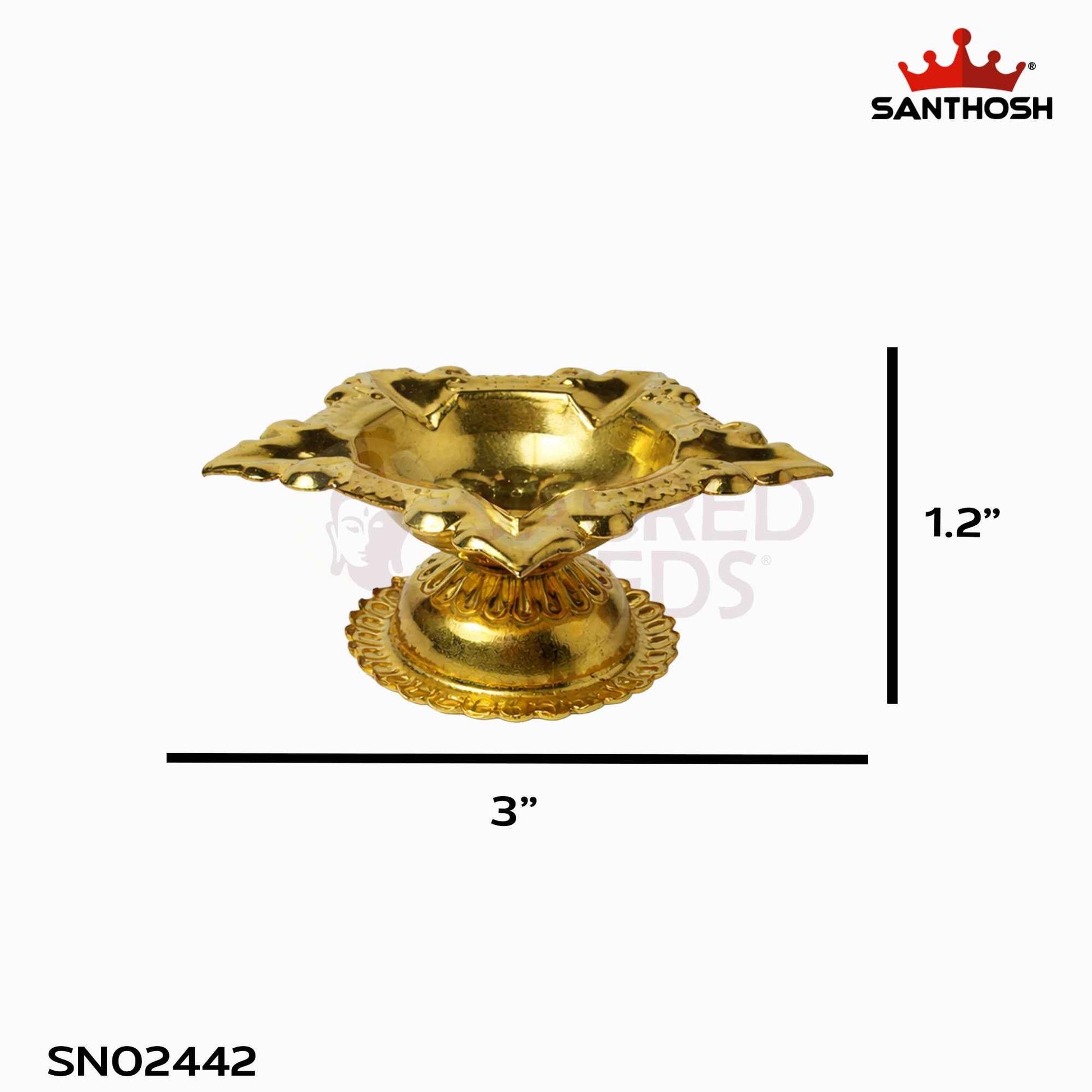 Sacred Needs Brass Karthigai Deepam Lamp with Stand – 1.2 Inch (3 cm) Height | Traditional Brass Oil Lamp for Karthigai Festival, Temple & Pooja Room