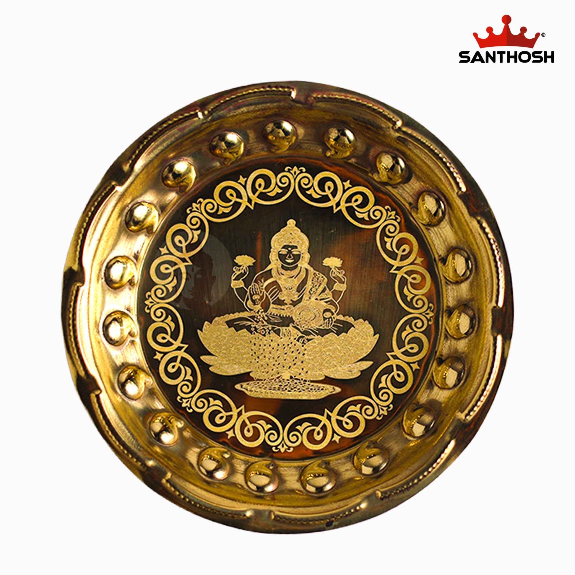 Sacred Needs Brass Flower Laser Plate – 0.6 Inch (1.5 cm) Height | Decorative Brass Flower Design Pooja Plate for Kumkum, Haldi & Temple Rituals
