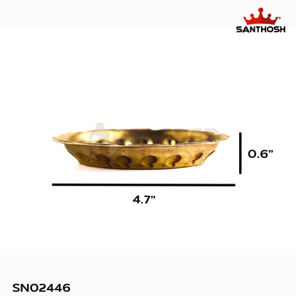 Sacred Needs Brass Flower Laser Plate – 0.6 Inch (1.5 cm) Height | Decorative Brass Flower Design Pooja Plate for Kumkum, Haldi & Temple Rituals