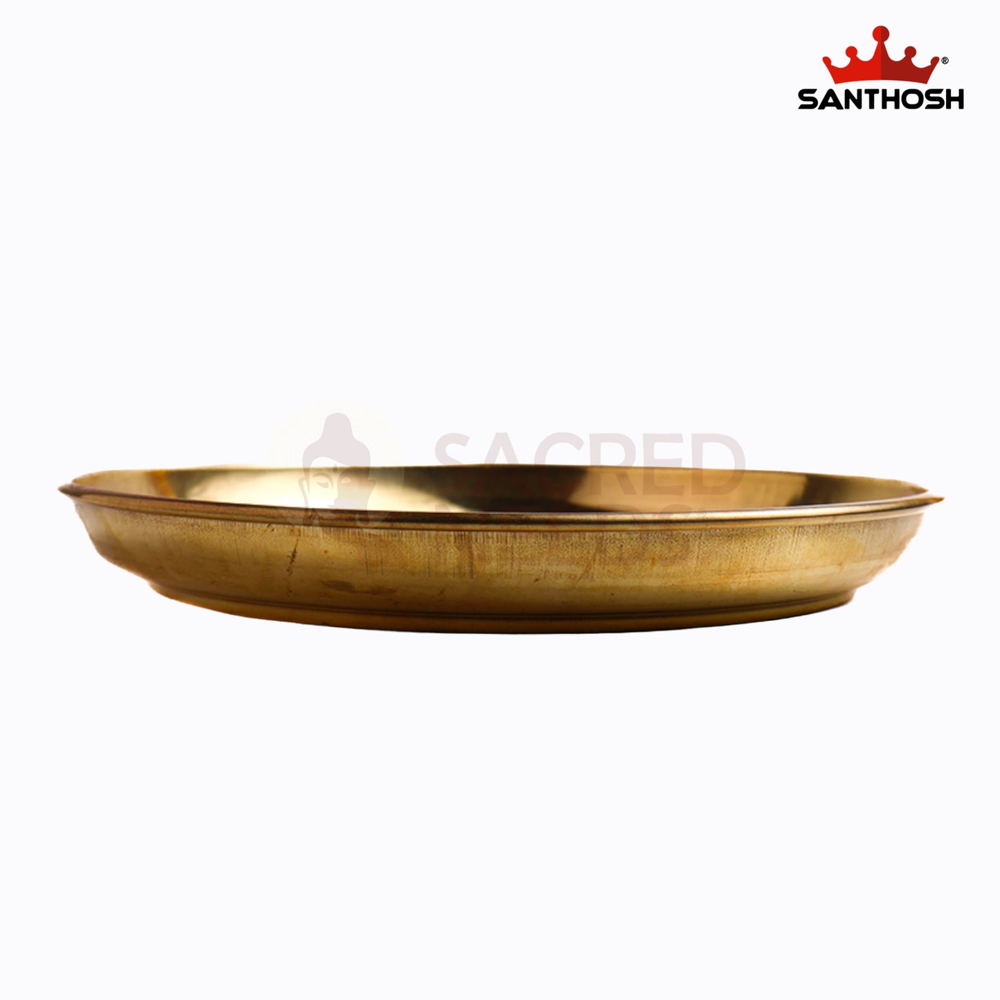 Sacred Needs Brass China Etching Plate – 9.5 Inch (24.1 cm) Diameter | Traditional Engraved Brass Pooja Thali for Temple, Rituals & Home Decor
