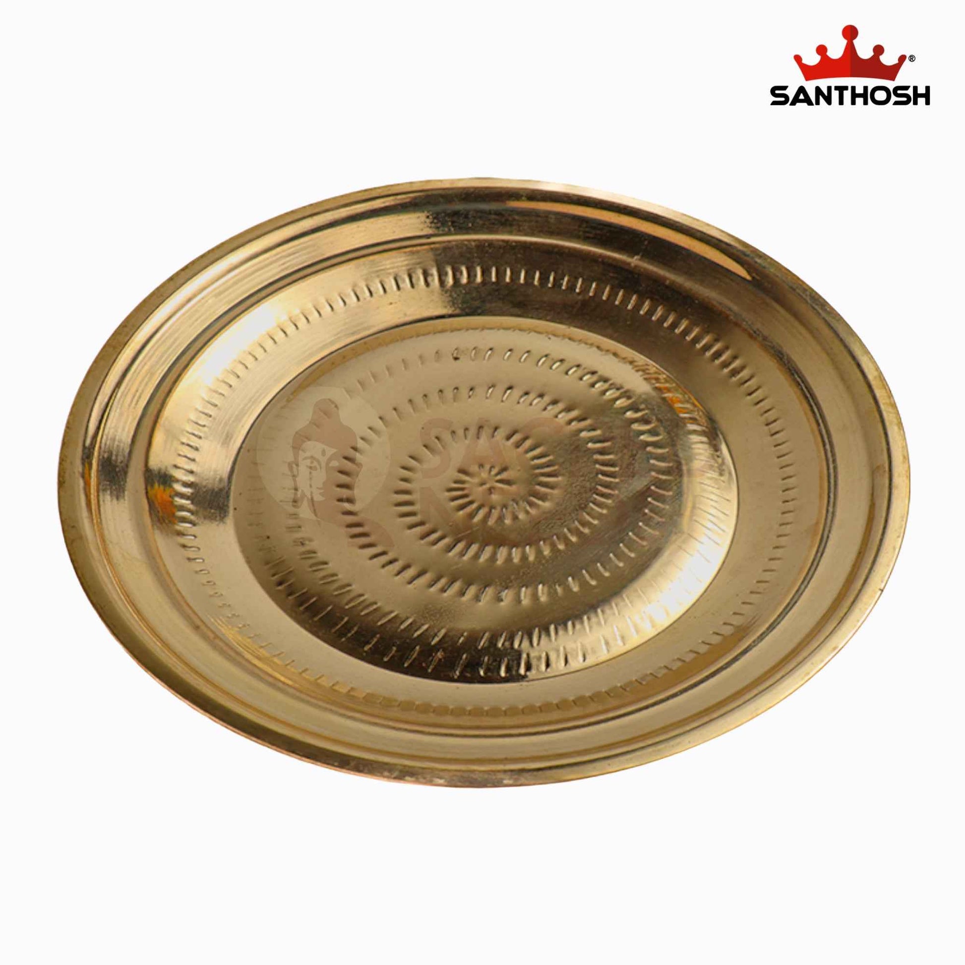 Sacred Needs Brass Pottu Parat Plate – 11.5 Inch (29.2 cm) Length | Traditional Brass Kumkum & Pooja Plate for Temple Rituals, Festivals & Home Worship