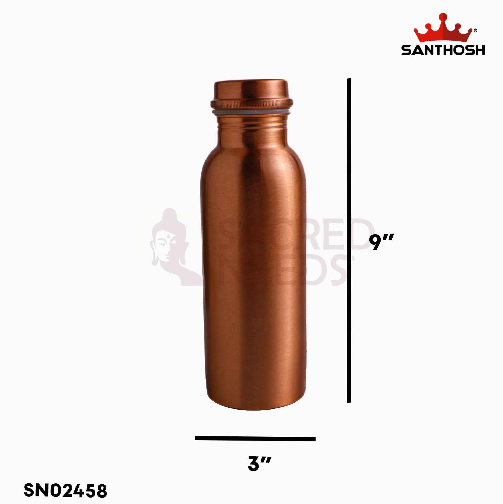 Sacred Needs Pure Copper Water Bottle – 9 Inch (22.9 cm) Height | Ayurvedic Copper Drinking Bottle for Healthy Water Storage & Daily Use