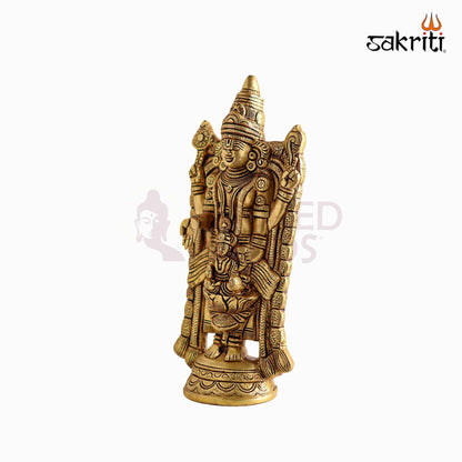 Sacred Needs Brass Lakshmi Balaji Idol – 12 Inch (30.5 cm) Height | Lord Venkateswara with Goddess Lakshmi Statue for Temple, Pooja Room & Home Décor