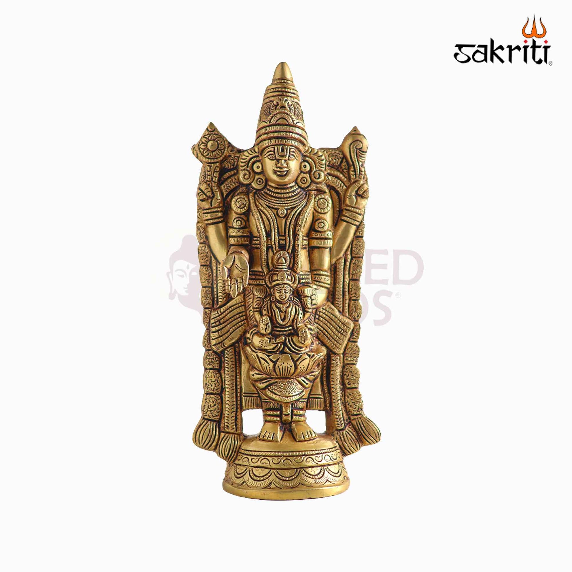 Sacred Needs Brass Lakshmi Balaji Idol – 12 Inch (30.5 cm) Height | Lord Venkateswara with Goddess Lakshmi Statue for Temple, Pooja Room & Home Décor