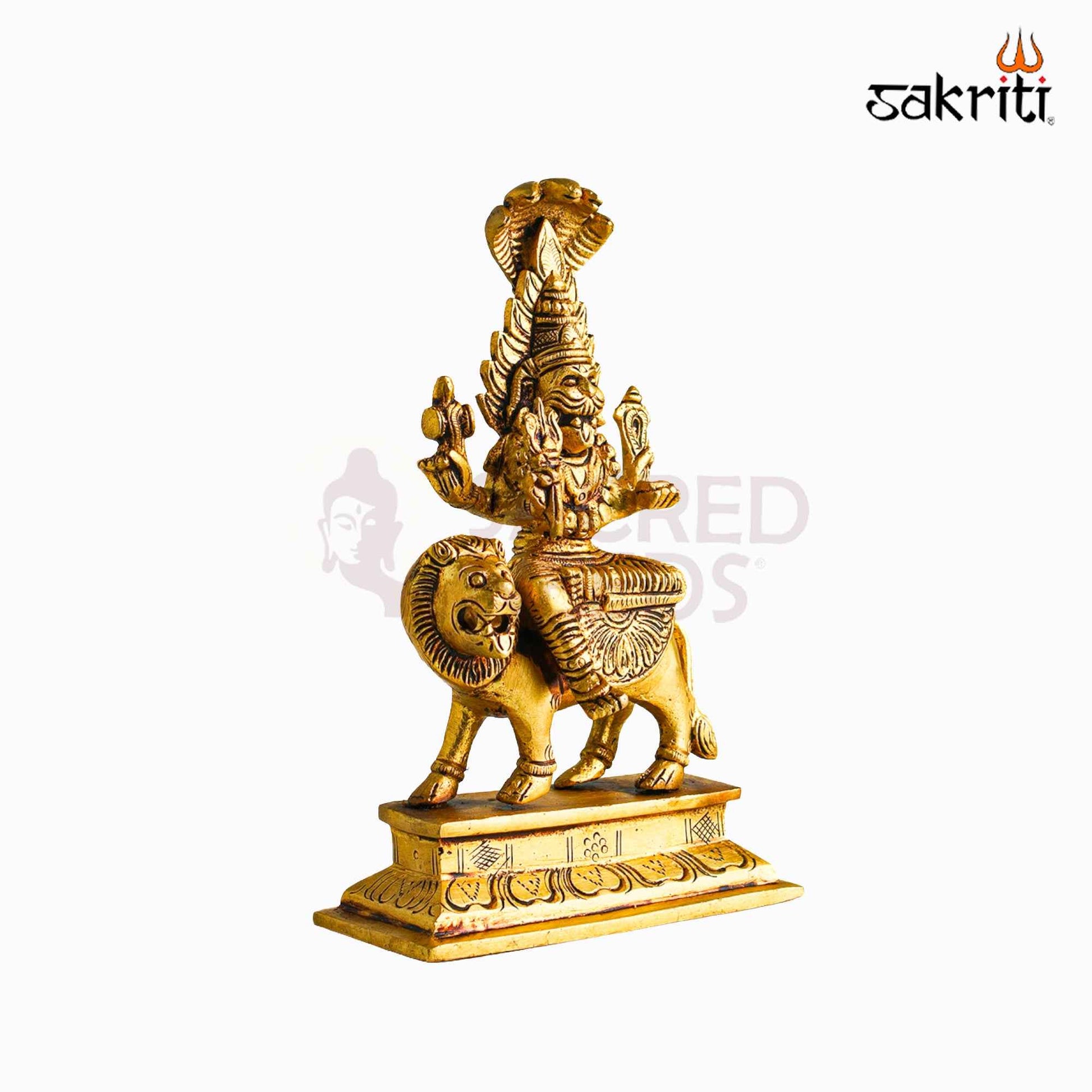 Sacred Needs Brass Pratyangira Devi Idol – 6.8 Inch (17.3 cm) Height | Fierce Goddess Pratyangira Statue for Protection, Shakti Worship & Pooja Room Decor