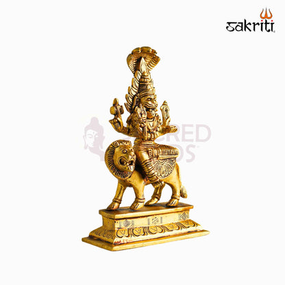 Sacred Needs Brass Pratyangira Devi Idol – 6.8 Inch (17.3 cm) Height | Fierce Goddess Pratyangira Statue for Protection, Shakti Worship & Pooja Room Decor