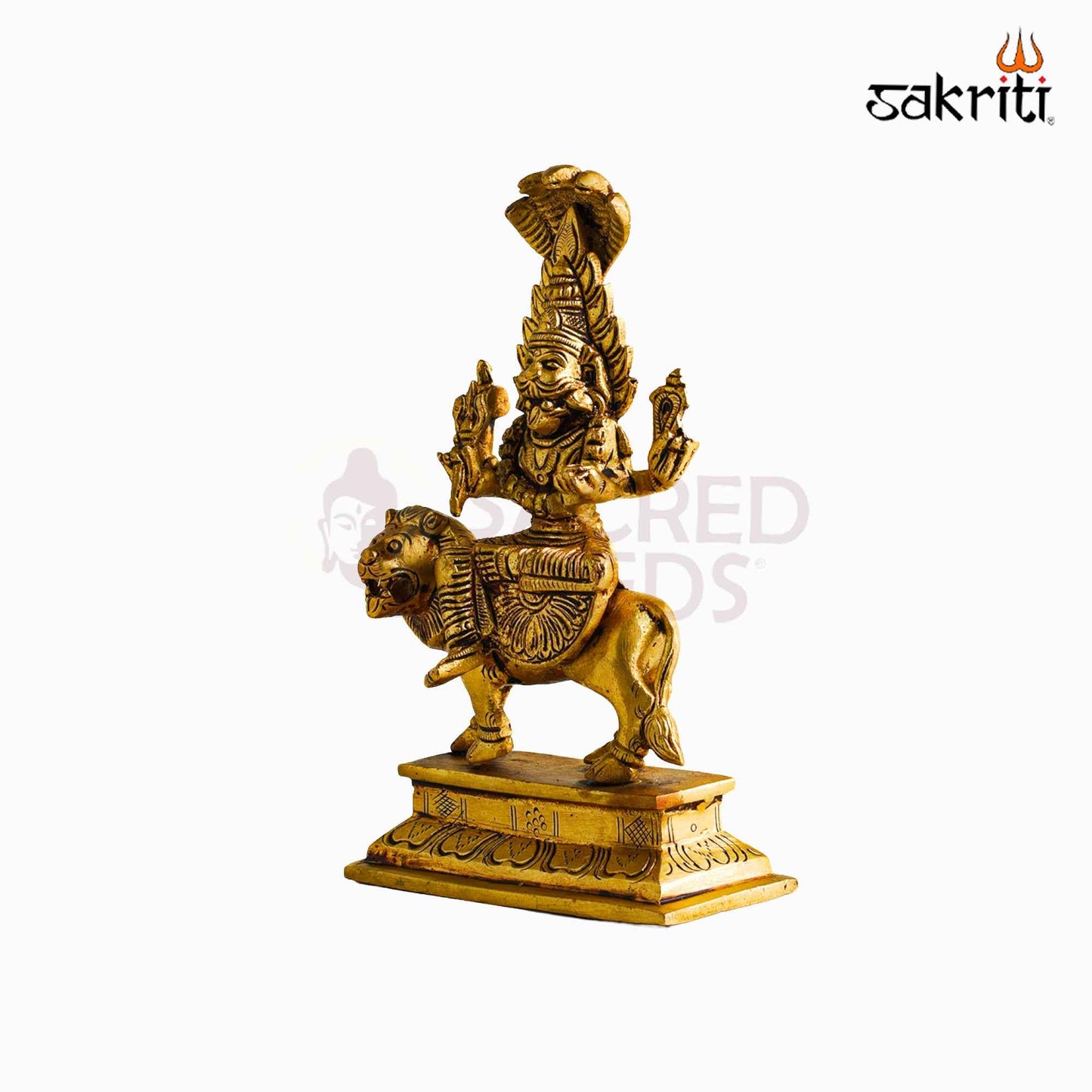 Sacred Needs Brass Pratyangira Devi Idol – 6.8 Inch (17.3 cm) Height | Fierce Goddess Pratyangira Statue for Protection, Shakti Worship & Pooja Room Decor