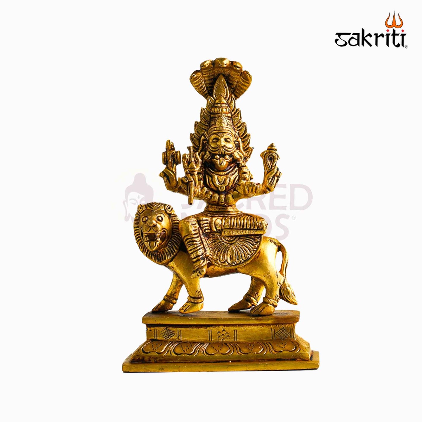 Sacred Needs Brass Pratyangira Devi Idol – 6.8 Inch (17.3 cm) Height | Fierce Goddess Pratyangira Statue for Protection, Shakti Worship & Pooja Room Decor