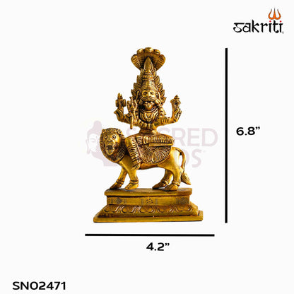 Sacred Needs Brass Pratyangira Devi Idol – 6.8 Inch (17.3 cm) Height | Fierce Goddess Pratyangira Statue for Protection, Shakti Worship & Pooja Room Decor