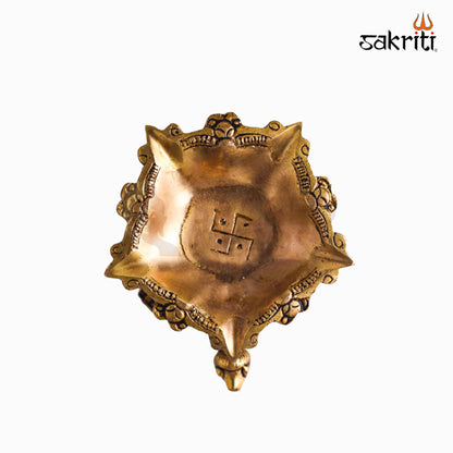Sacred Needs Brass Swastik Tortoise Agal – 1.8 Inch (4.6 cm) Height | Traditional Brass Oil Lamp Diya with Swastik & Tortoise Design for Pooja, Temple & Home Decor