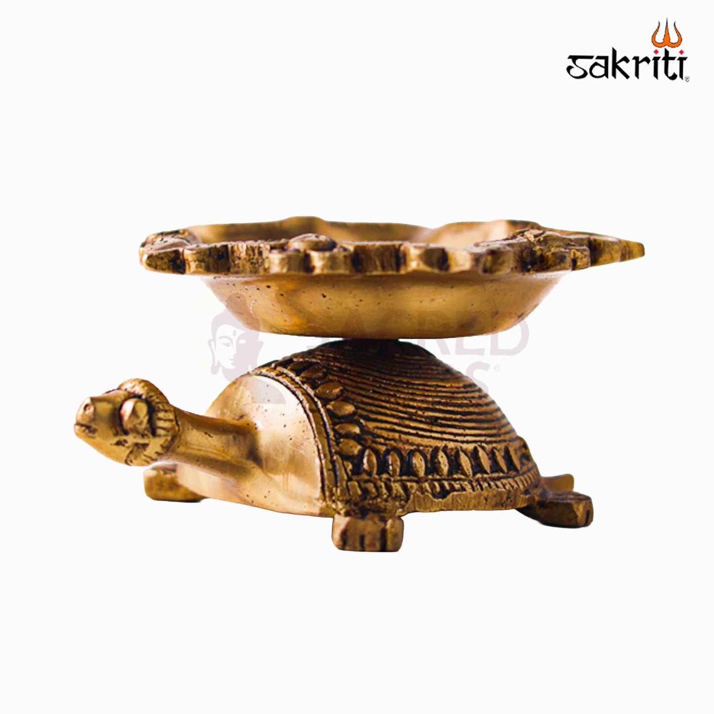 Sacred Needs Brass Swastik Tortoise Agal – 1.8 Inch (4.6 cm) Height | Traditional Brass Oil Lamp Diya with Swastik & Tortoise Design for Pooja, Temple & Home Decor