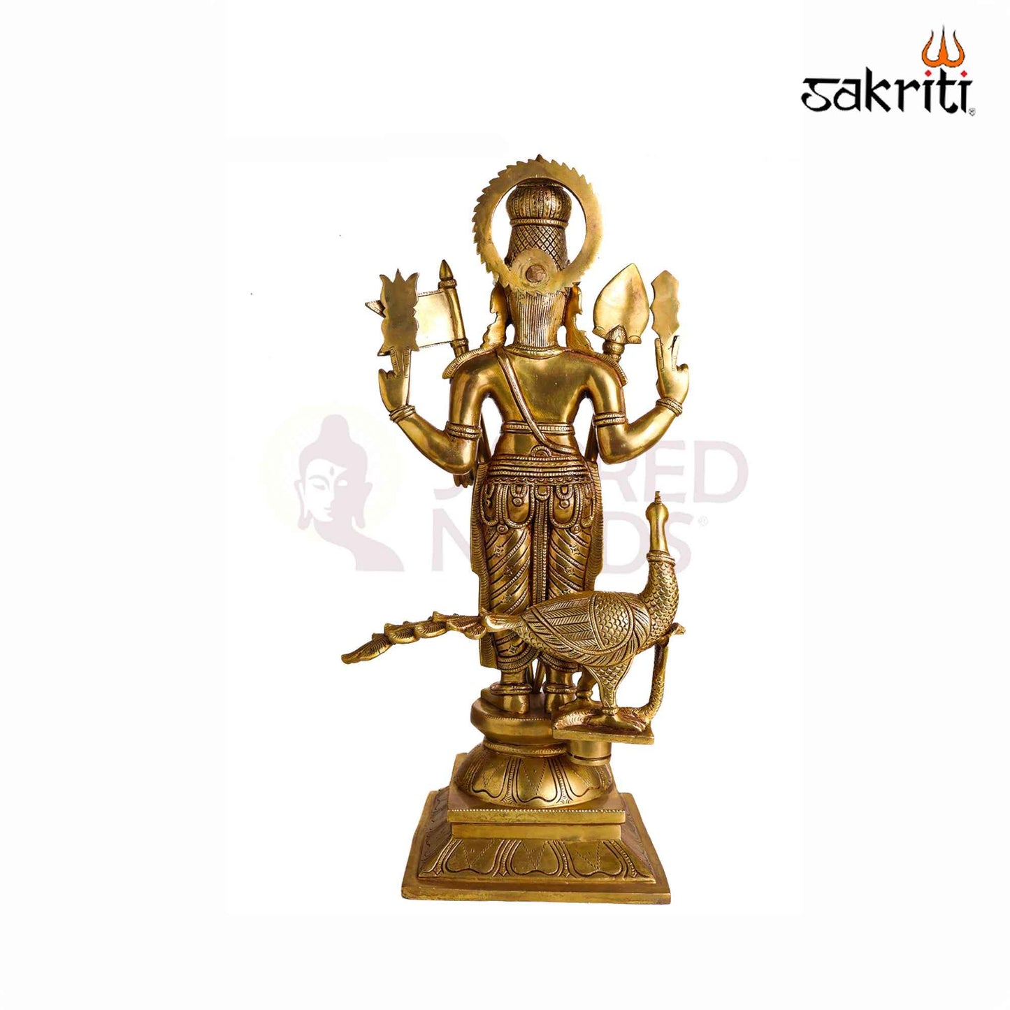 Sacred Needs Brass Murugan Idol Set – 22.5 Inch (57.2 cm) Height | Lord Murugan Statue Set for Temple, Pooja Room & Spiritual Home Decor